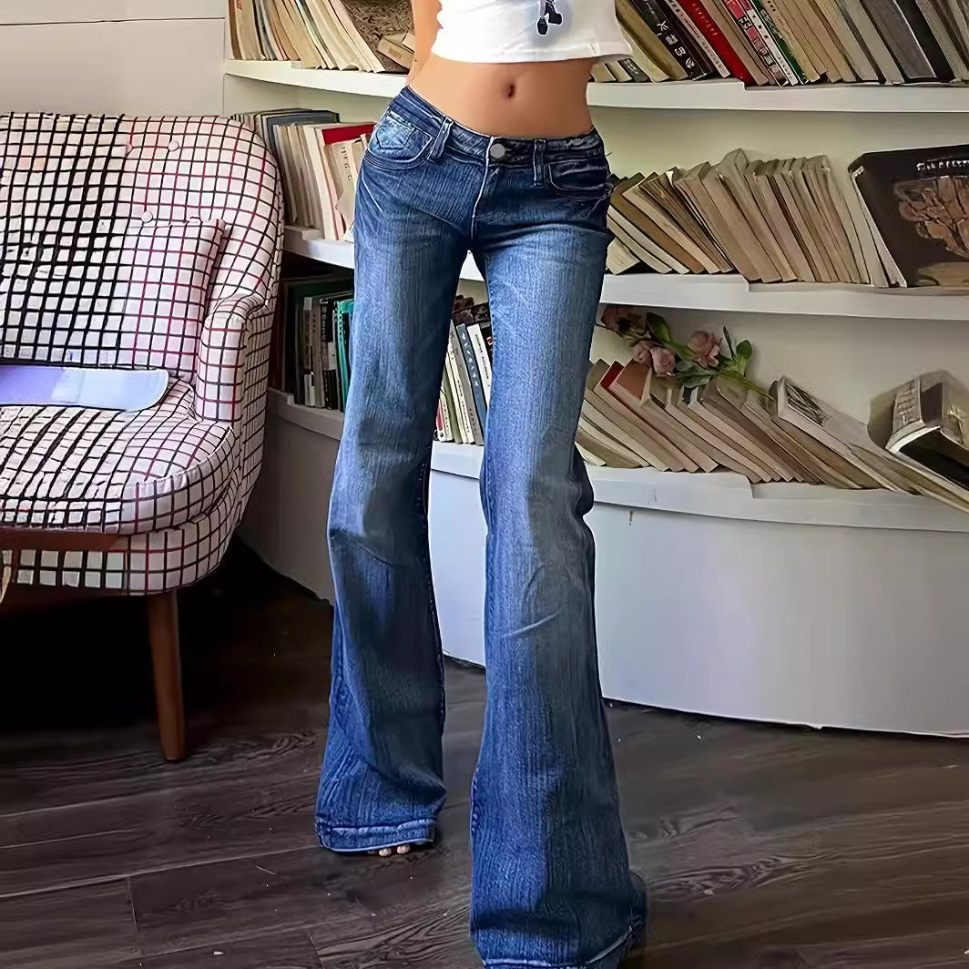 Women's Waist Slim Fit Slimming Fashionable Straight Casual Jeans