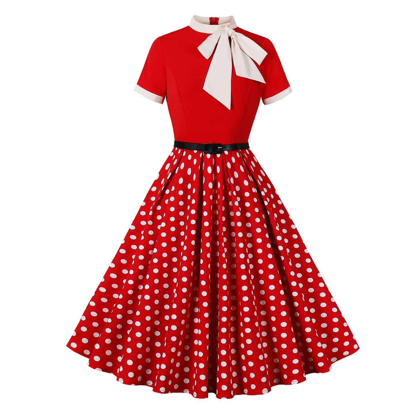 Vintage Hepburn Printed Floral Polka Dot Dresses