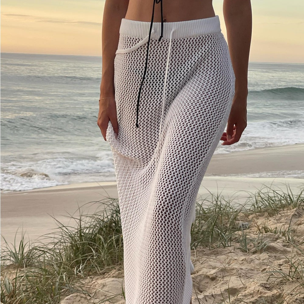 Women's Sexy Cutout Knitted Beach Vacation Solid Skirts