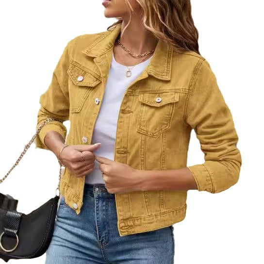 Fashion Lapel Pocket Single Breasted Denim Jackets