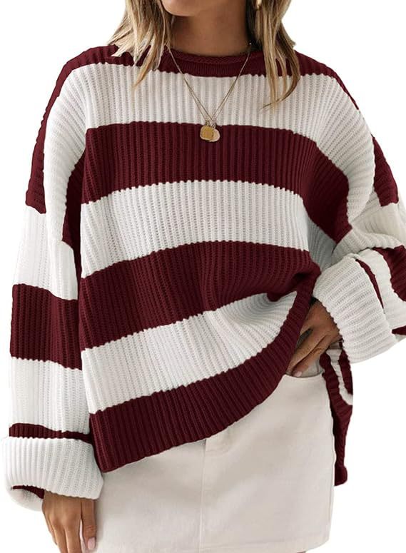 Women's Long Sleeve Striped Clothes Flared Sleeves Sweaters