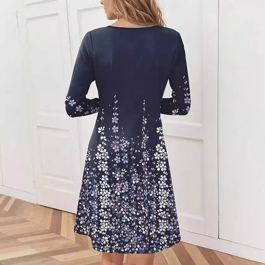 Robe mi-longue à imprimé floral pour femme