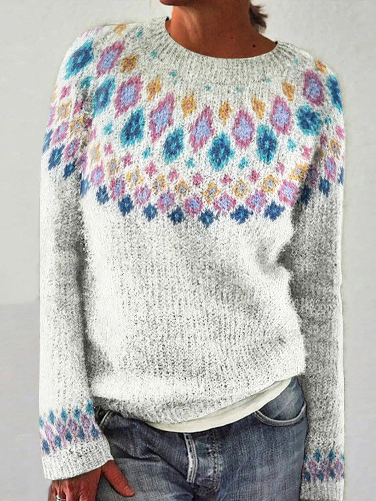 Women's Round Neck Multicolor Loose Fashion Pullover Sweaters