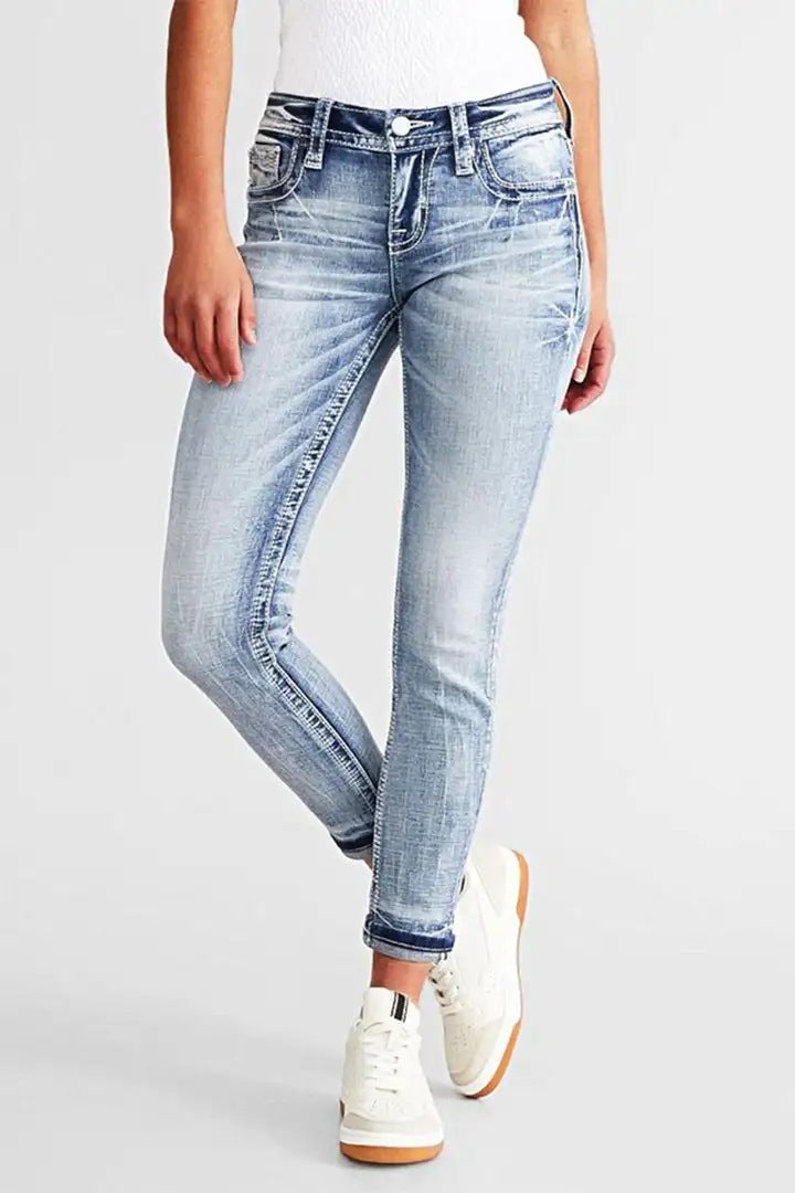 Women's Stretch Slimming Versatile Embroidered Skinny Jeans