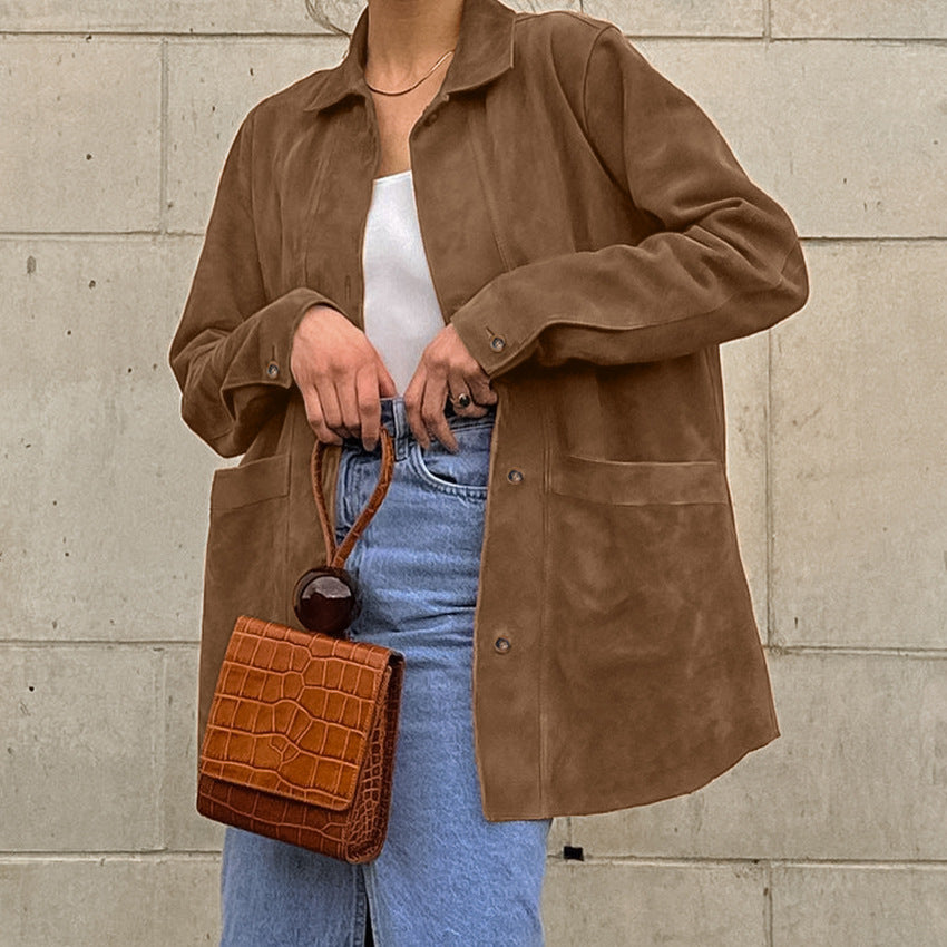 Style Suede Loose Casual Autumn Fashion Blazers