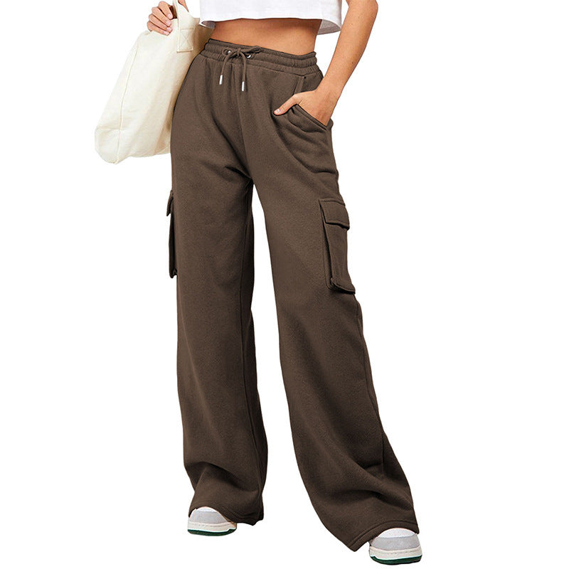 New Pure Color Drawstring Exercise Casual Pants