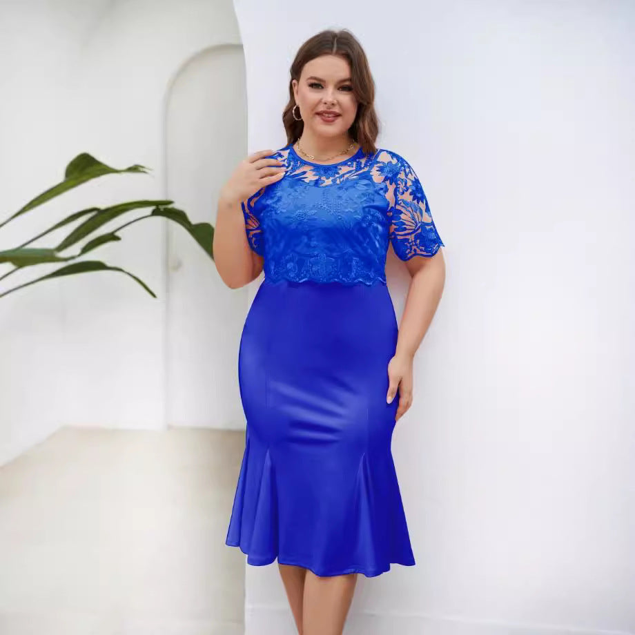 Embroidered Stitching Dress Slim Fit Slimming Dresses