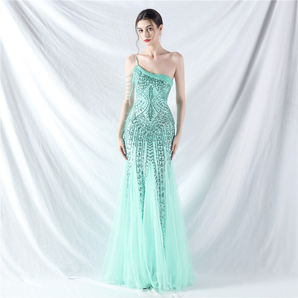 Dress Craft Bead Positioning Flower Sequin Evening Dresses