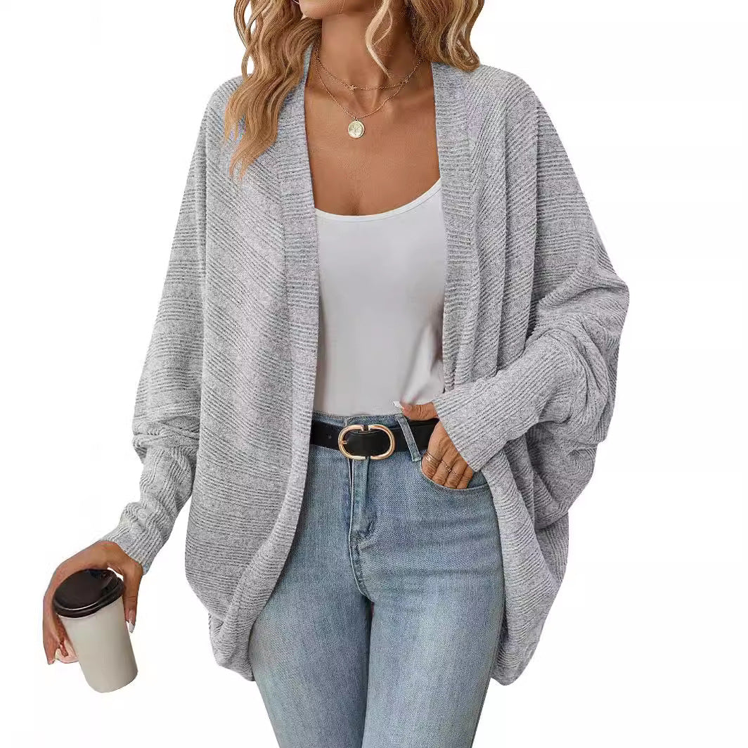 Women's Fashionable Batwing Sleeve Loose Knitted Knitwear