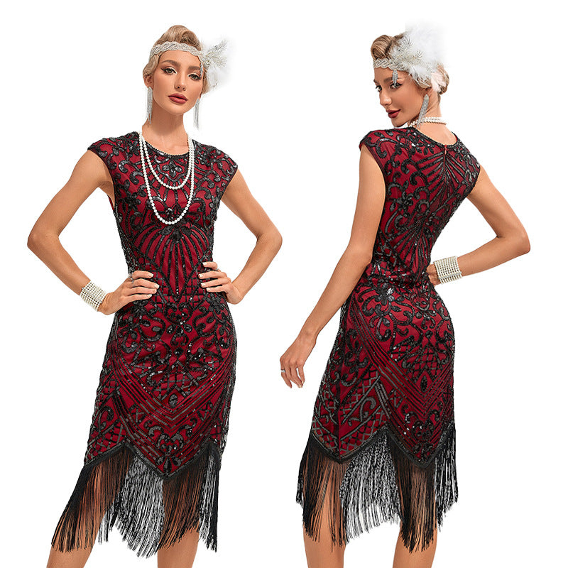 Retro Dance Party Embroidery Tassel Dress Cocktail Evening Dresses