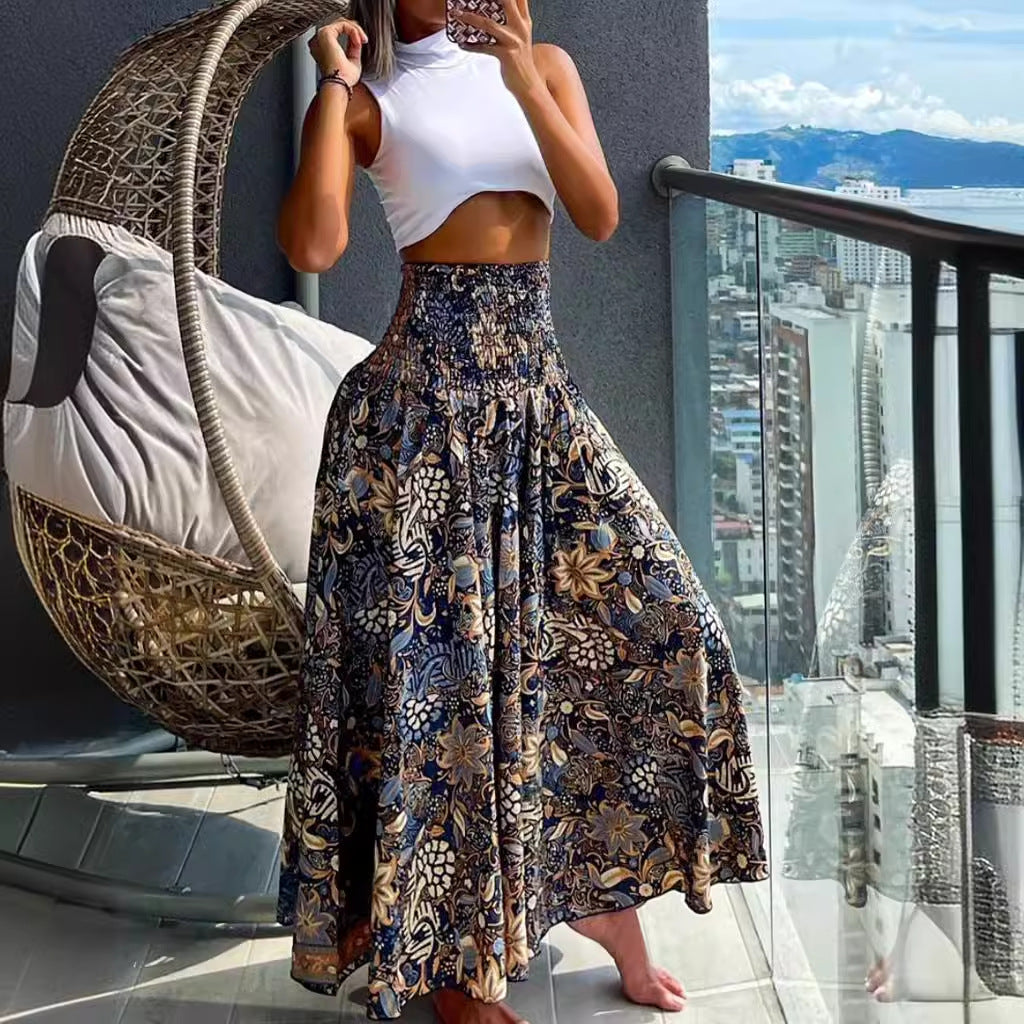 Women's Summer Waist Slimming Printed Wear For Skirts