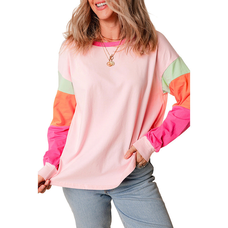 Pull col rond décontracté multicolore pour femme, coupe slim et ample, automne