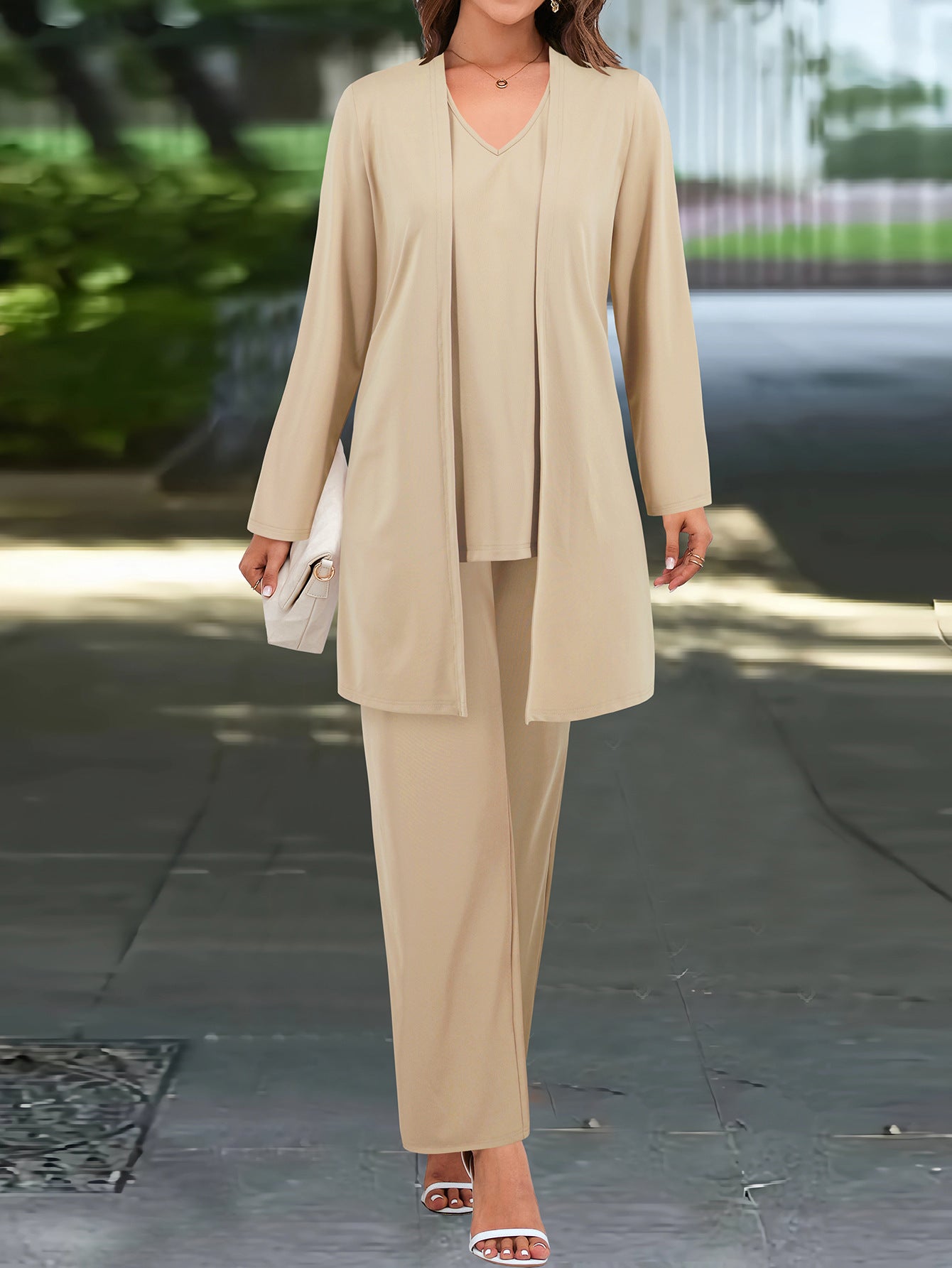 Women's Robe Long Sleeve Casual Straight Trousers Suits