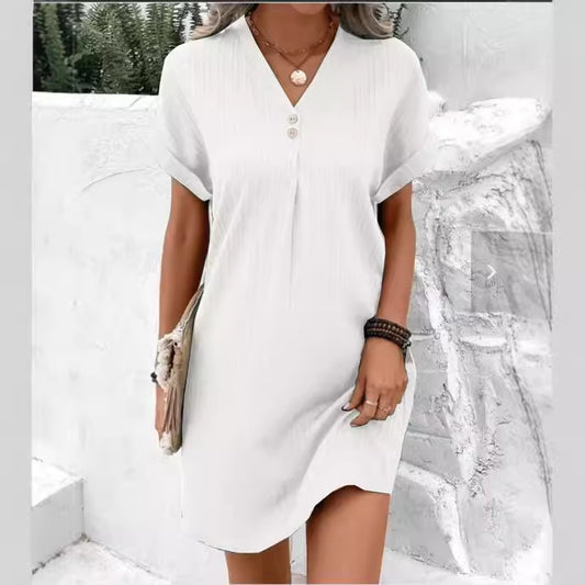 Women's Collar Solid Color Pullover Comfort Casual Dresses