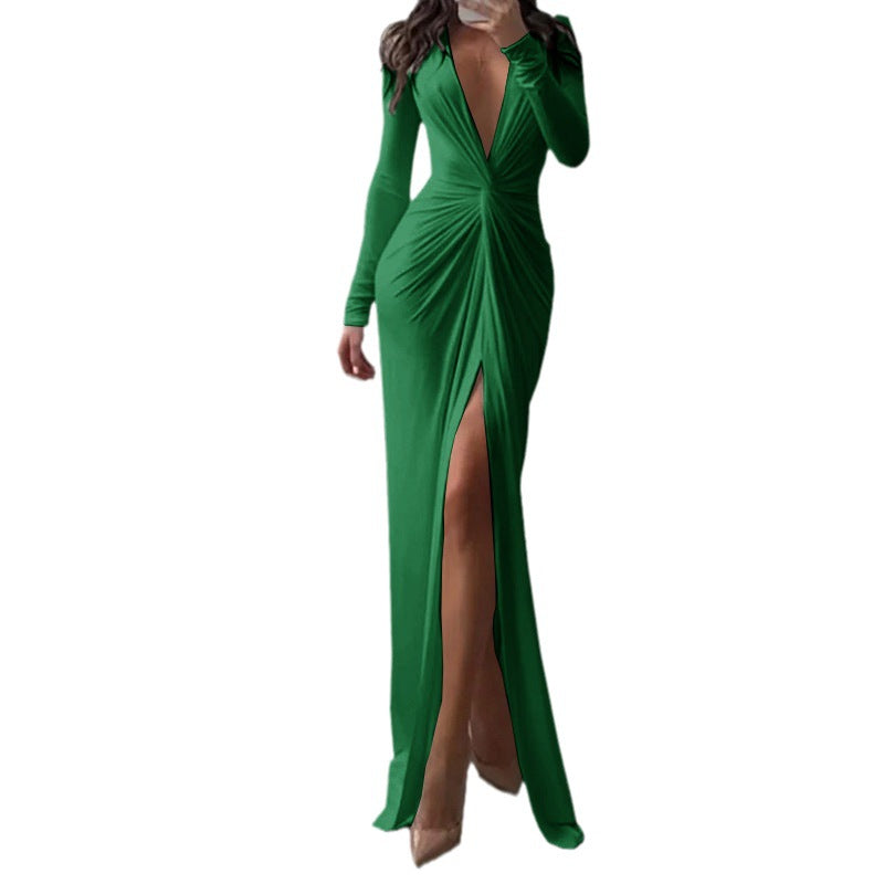 Summer Fashion Sexy Slit Long Sleeve Dresses