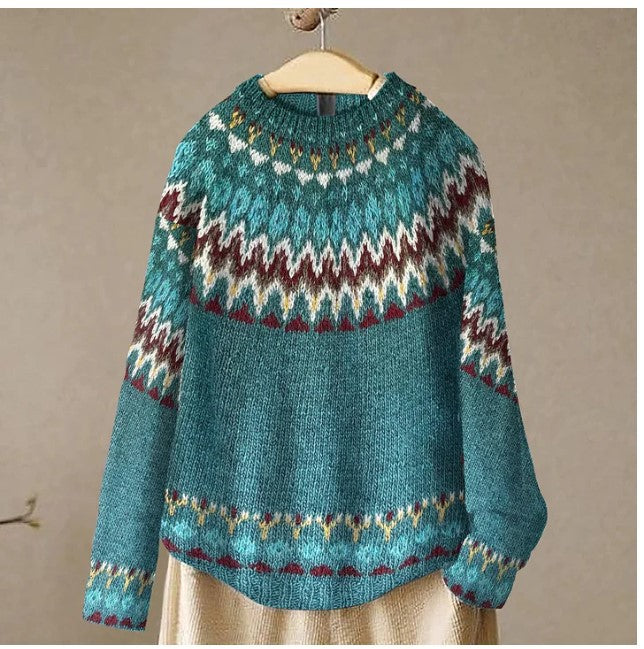 Women's Round Neck Multicolor Loose Fashion Pullover Sweaters