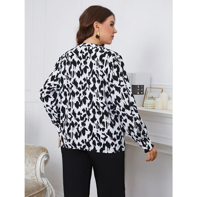 Fashion Retro Style Fashionable Loose Leopard Blouses