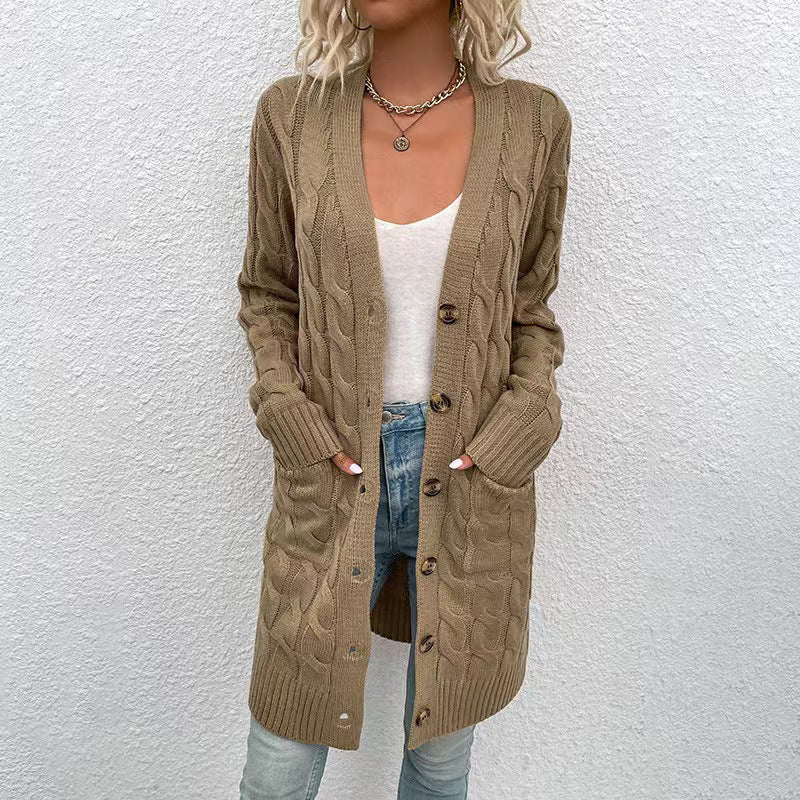 Women's Fashion Wear Outer Long Single Breasted Sweaters