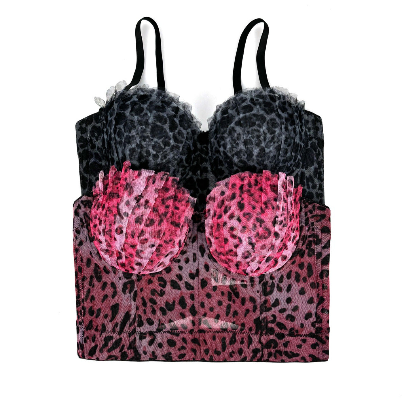 Design Pleated Tube Sexy Leopard Print Tops