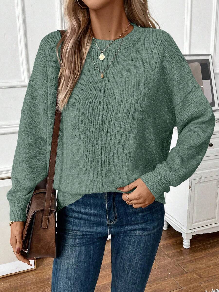 Beautiful Attractive Simple Pure Color Pullover Knitwear