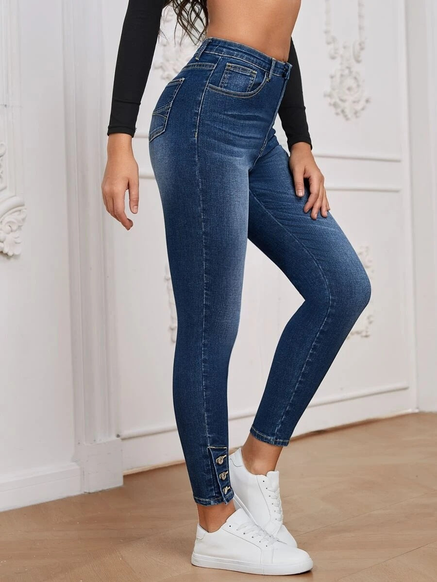 Women's Fashionable High Elastic Clinch Tight Denim Jeans