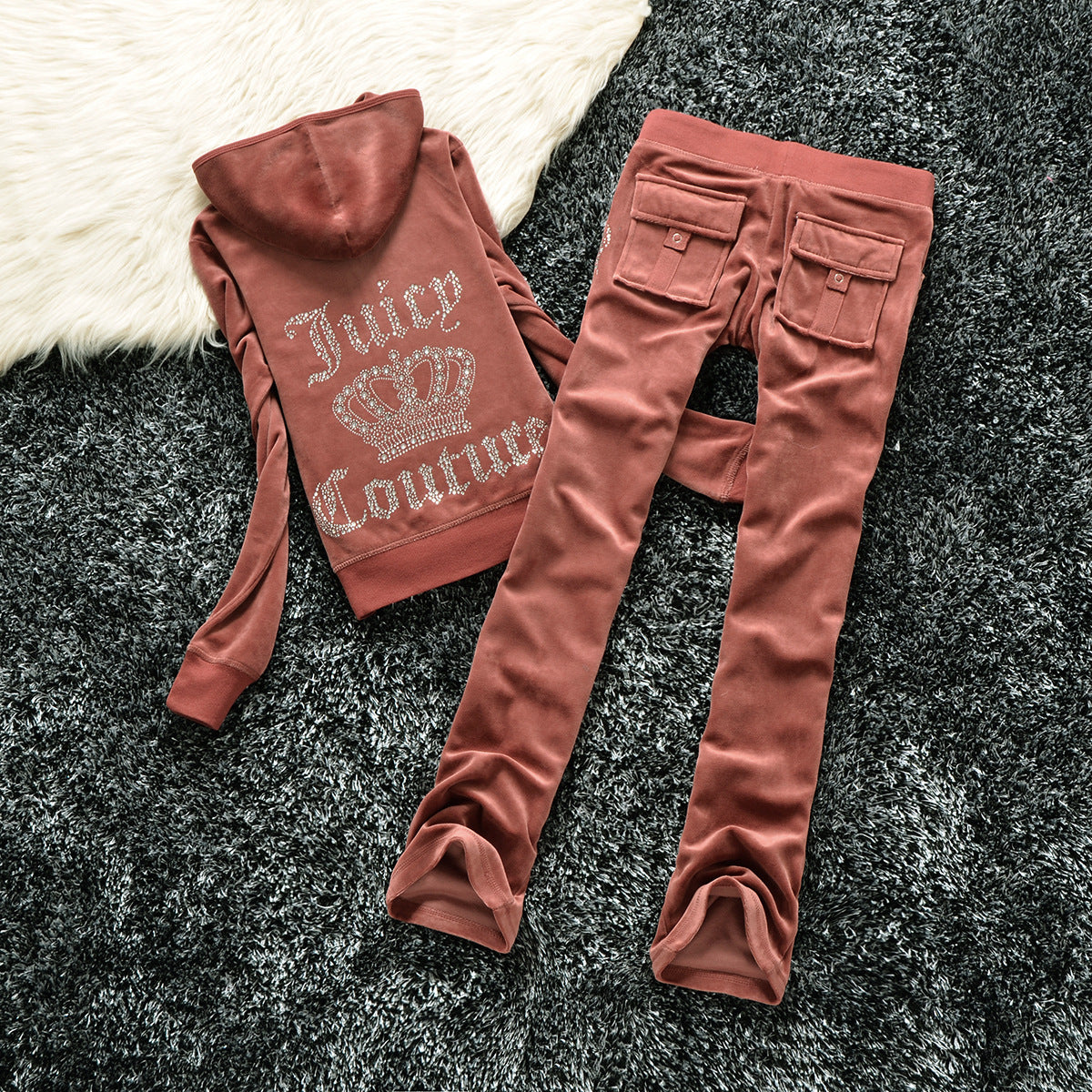 Women's Veet Crown Hot Drilling Lettered Casual Suits