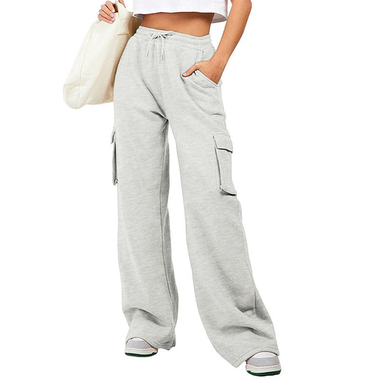 New Pure Color Drawstring Exercise Casual Pants