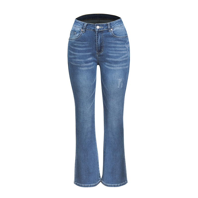 Women's High Elastic Horn Denim Trousers Super Jeans