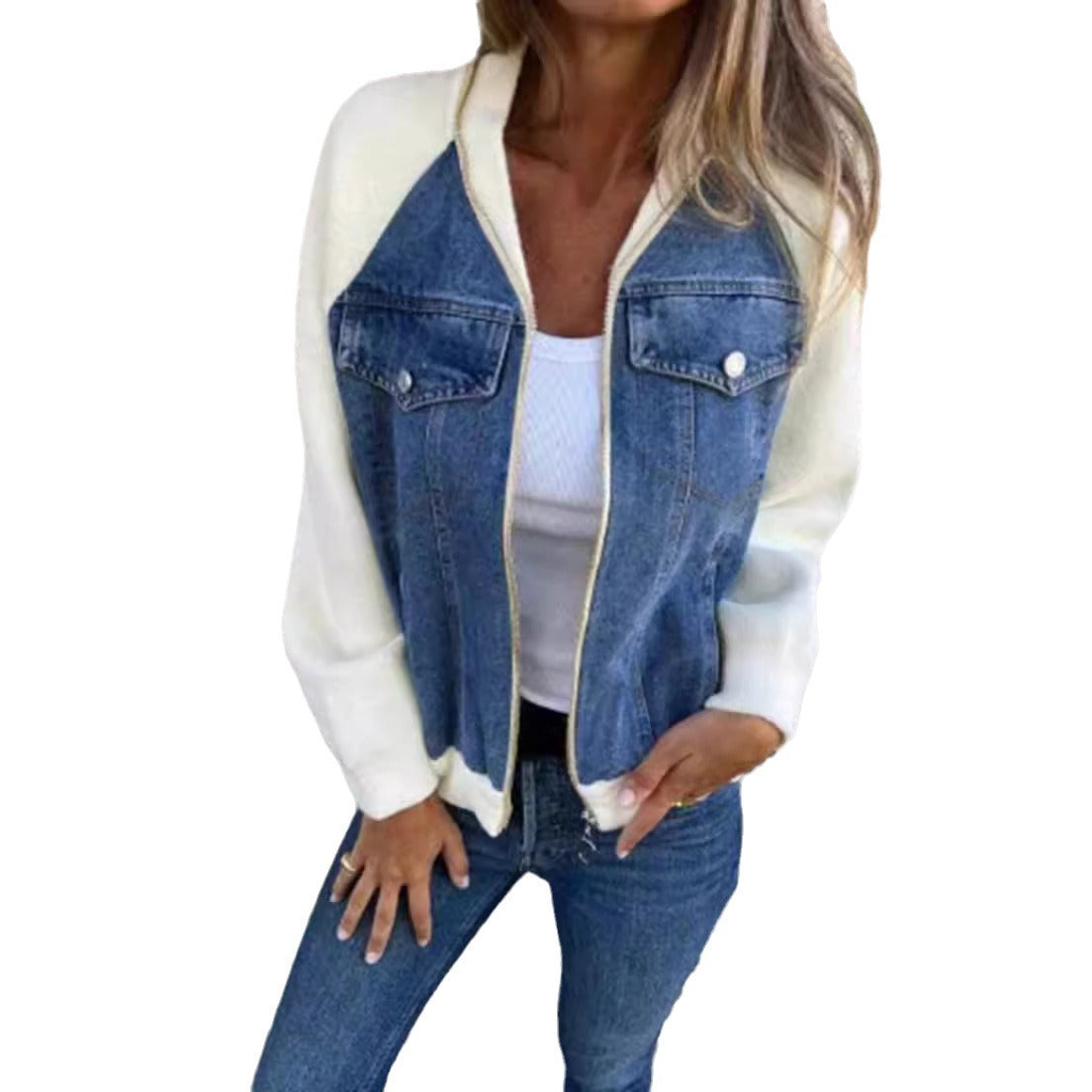 Women's Summer Winter Denim Stitching Casual Fashionable Jackets