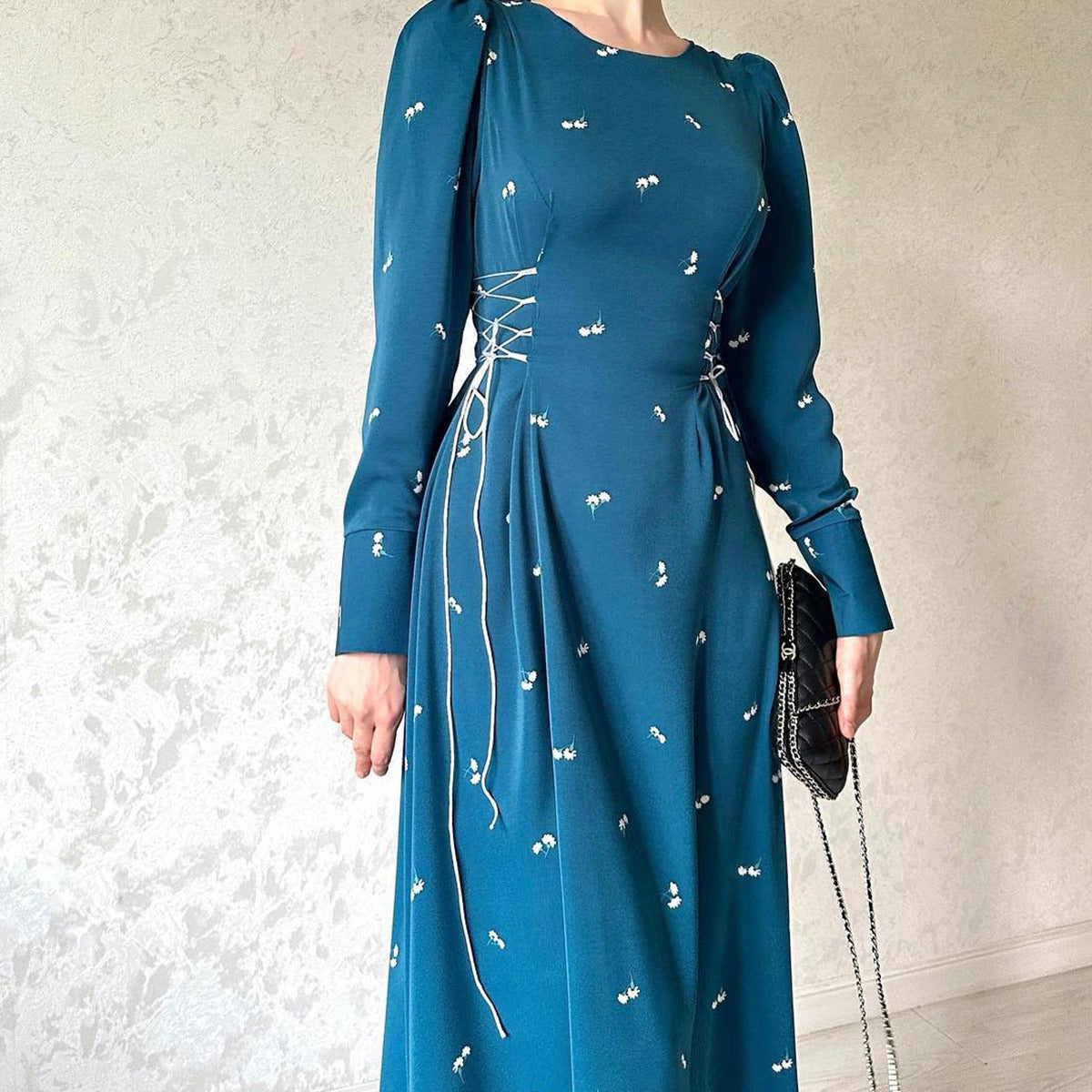 Women's Muslim Wear Autumn Long Temperament Waist Dresses