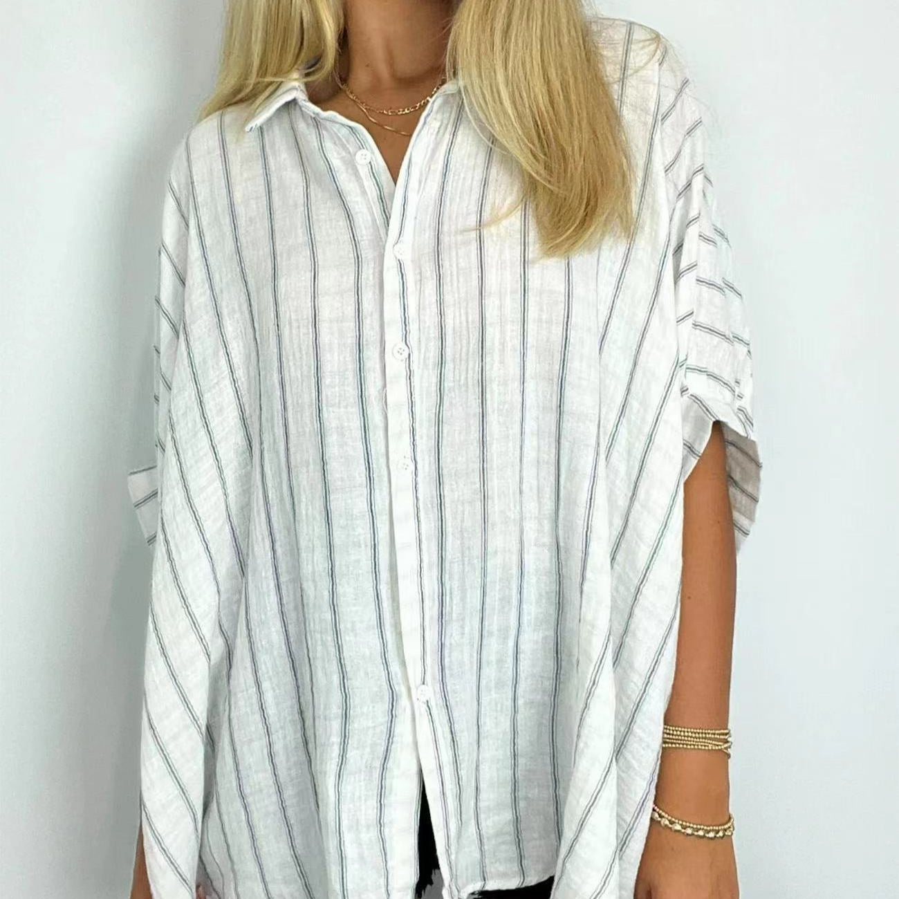 Women's Striped Print Loose Casual Shirt Blouses