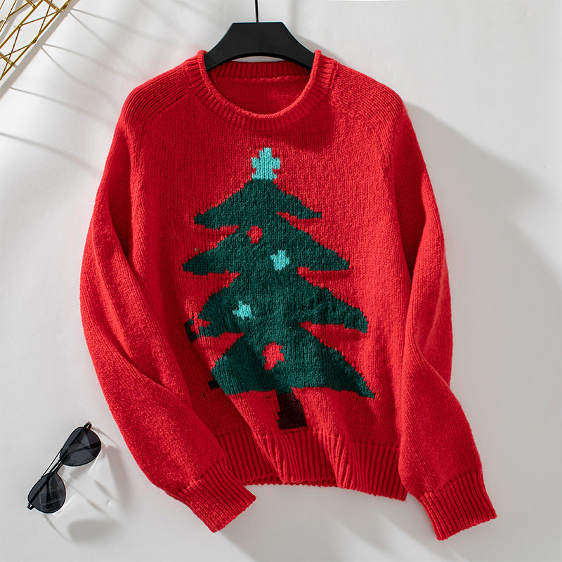 Women's Christmas Tree Pullover Style Loose Holiday Sweaters