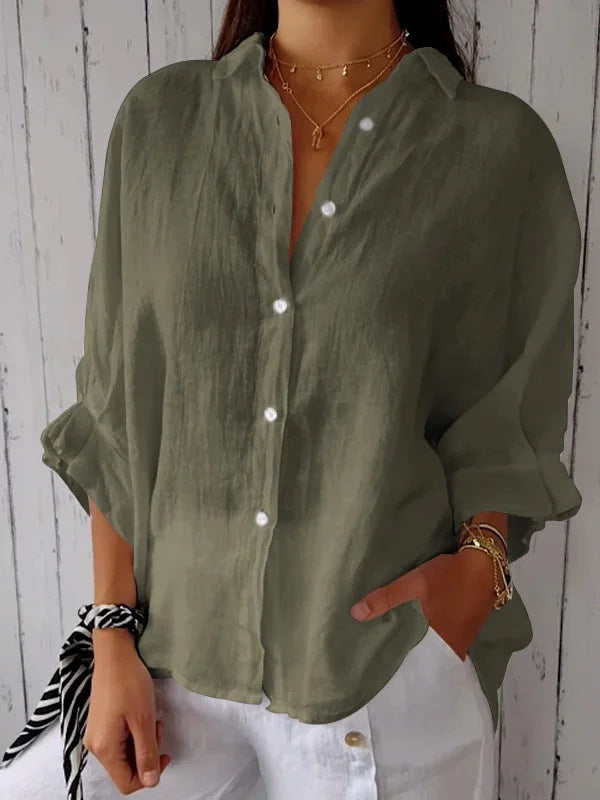 Spring Cotton Linen Back Design Shirt Blouses