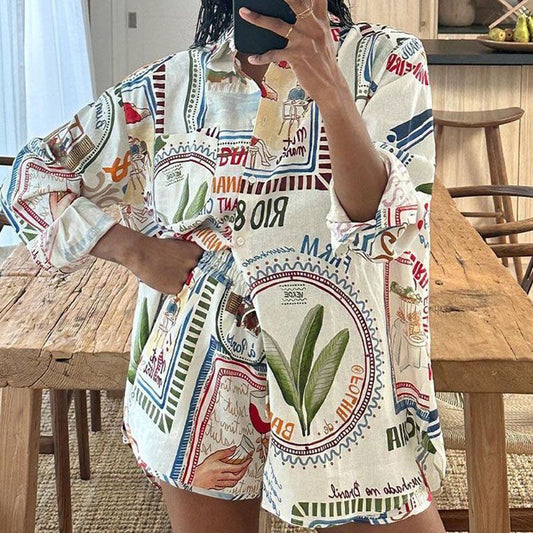 Fashion Printed Two-piece Comfort Casual Shirt Suits