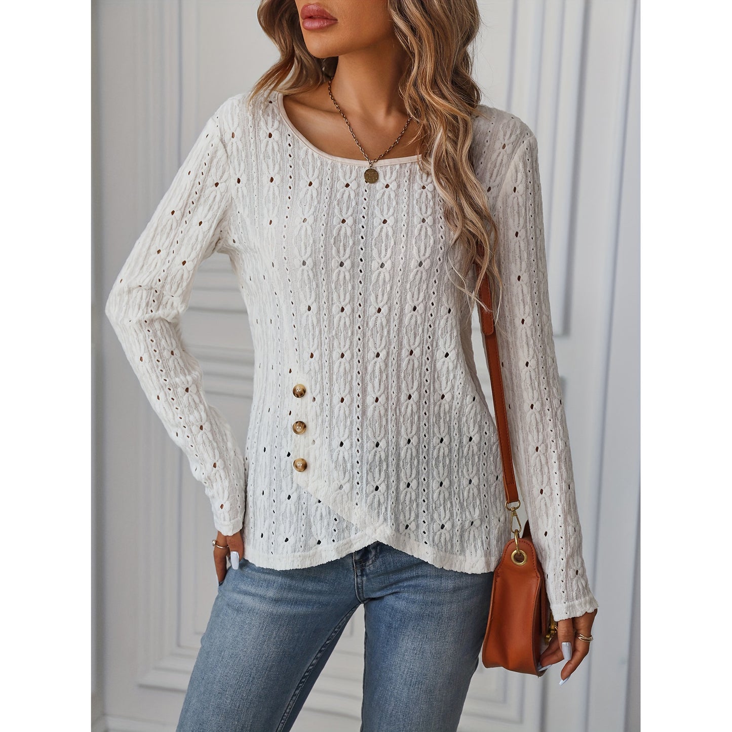 Women's Fashion Shirt Spring Long-sleeved Knitted Jacquard Knitwear