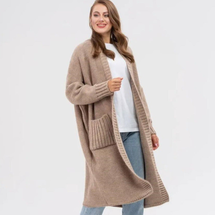 Women's Solid Color Knitted Loose Mid-length Sweaters