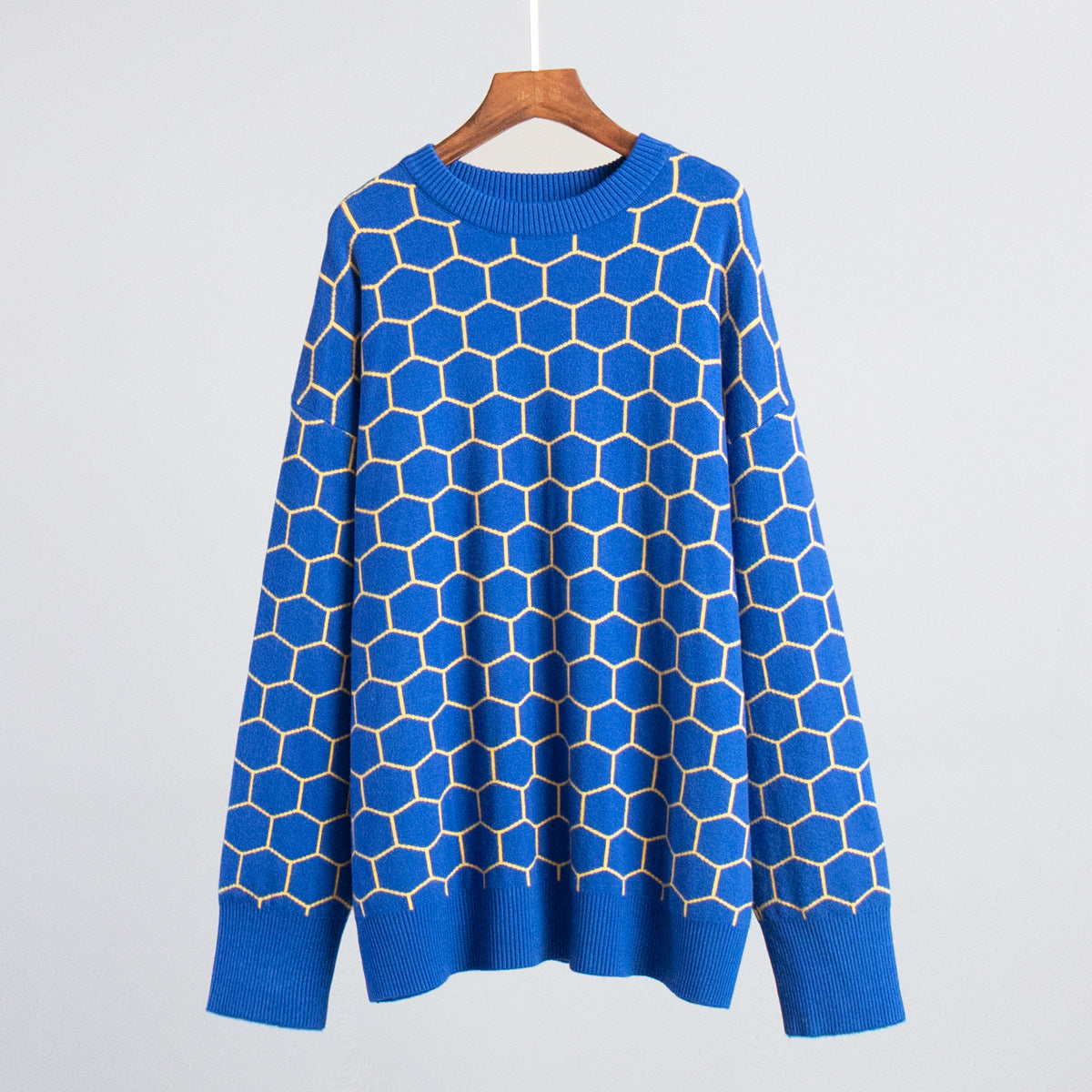 Neck Honey Loose Temperament Versatile Lattice Sweaters