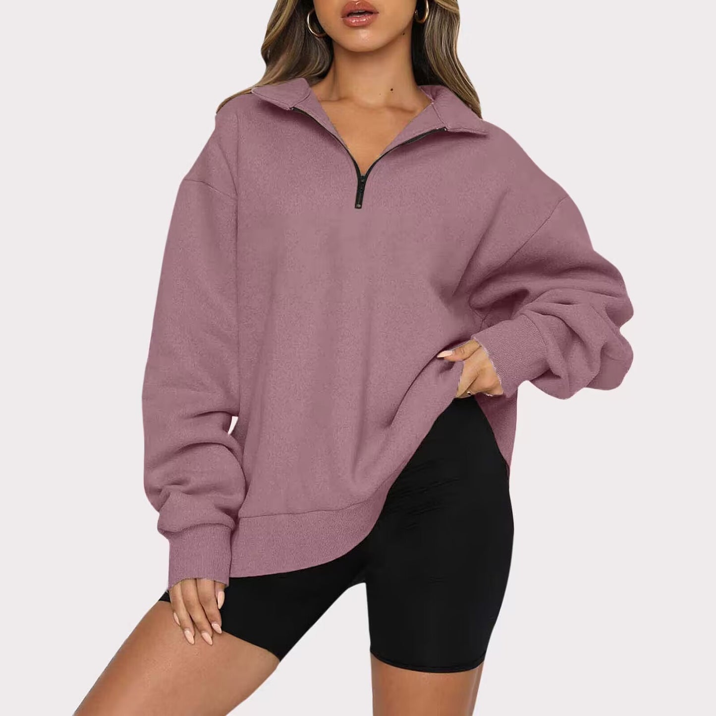 Sweat à capuche Veet pour femme, couleur unie, ample, sans pull