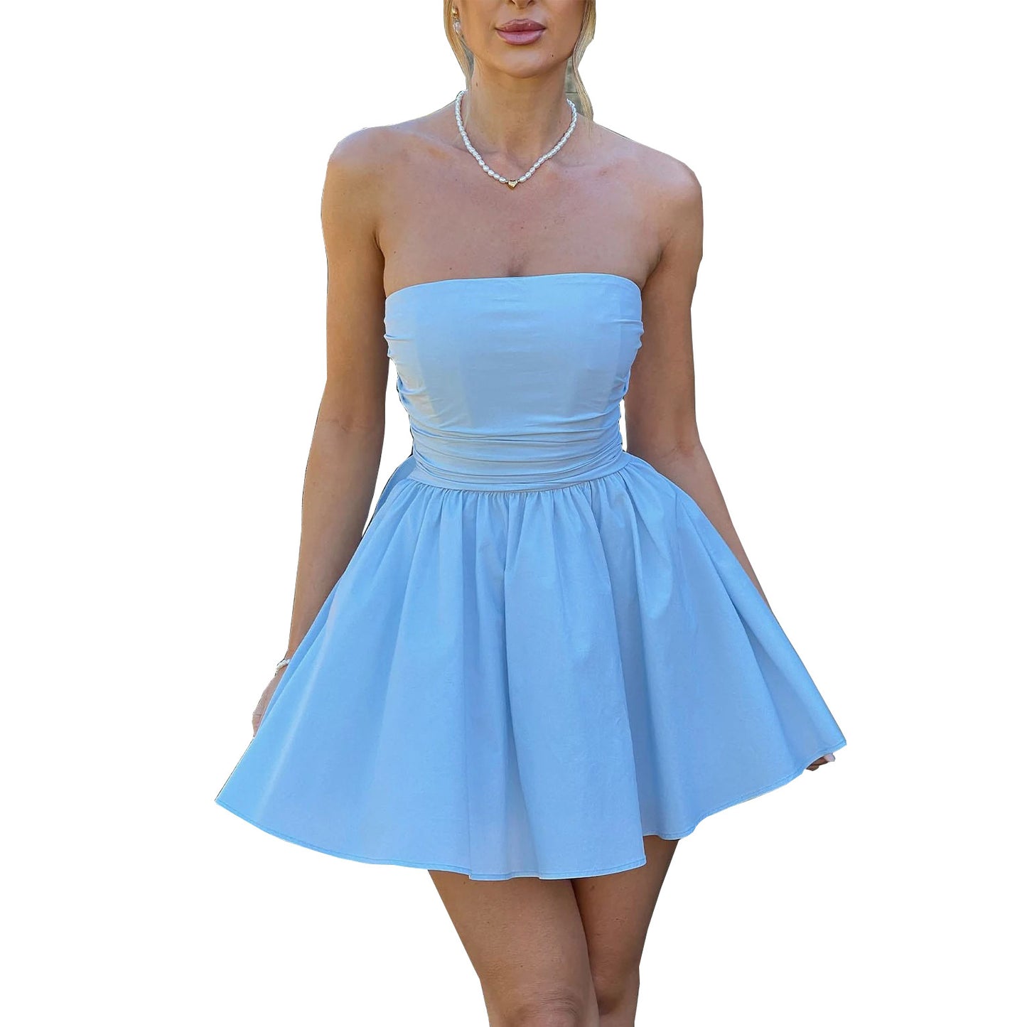 Women's Summer Sweet Style Tube Bowknot Dress Dresses