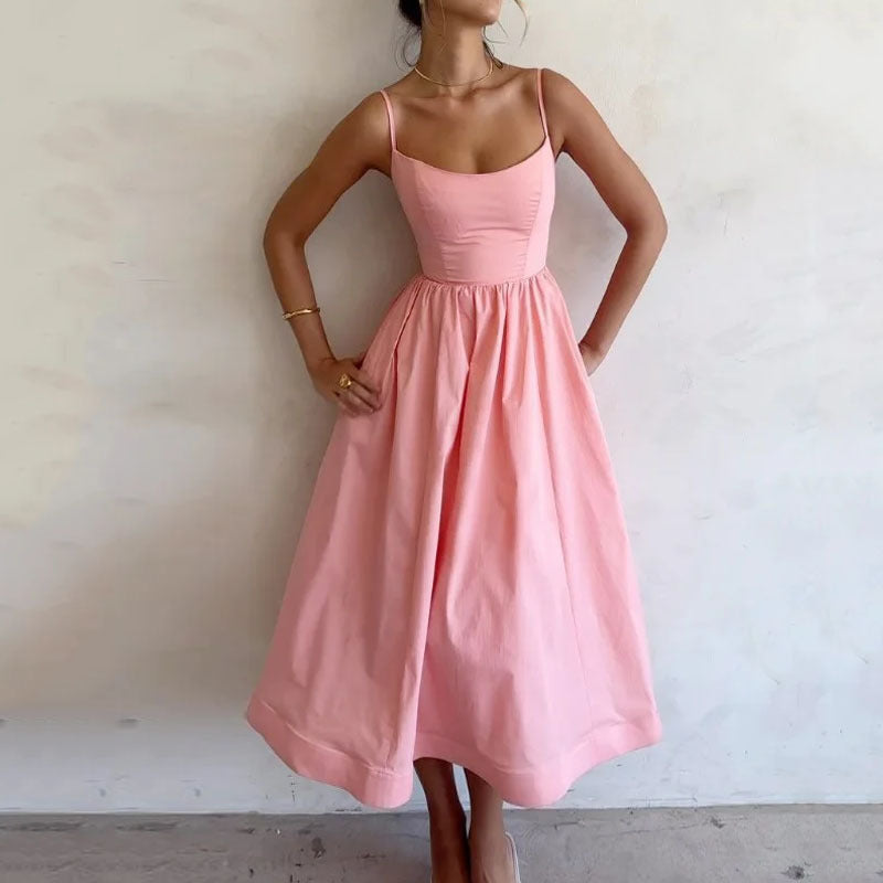 Robe longue sexy et douce à imprimé couleur pour femme