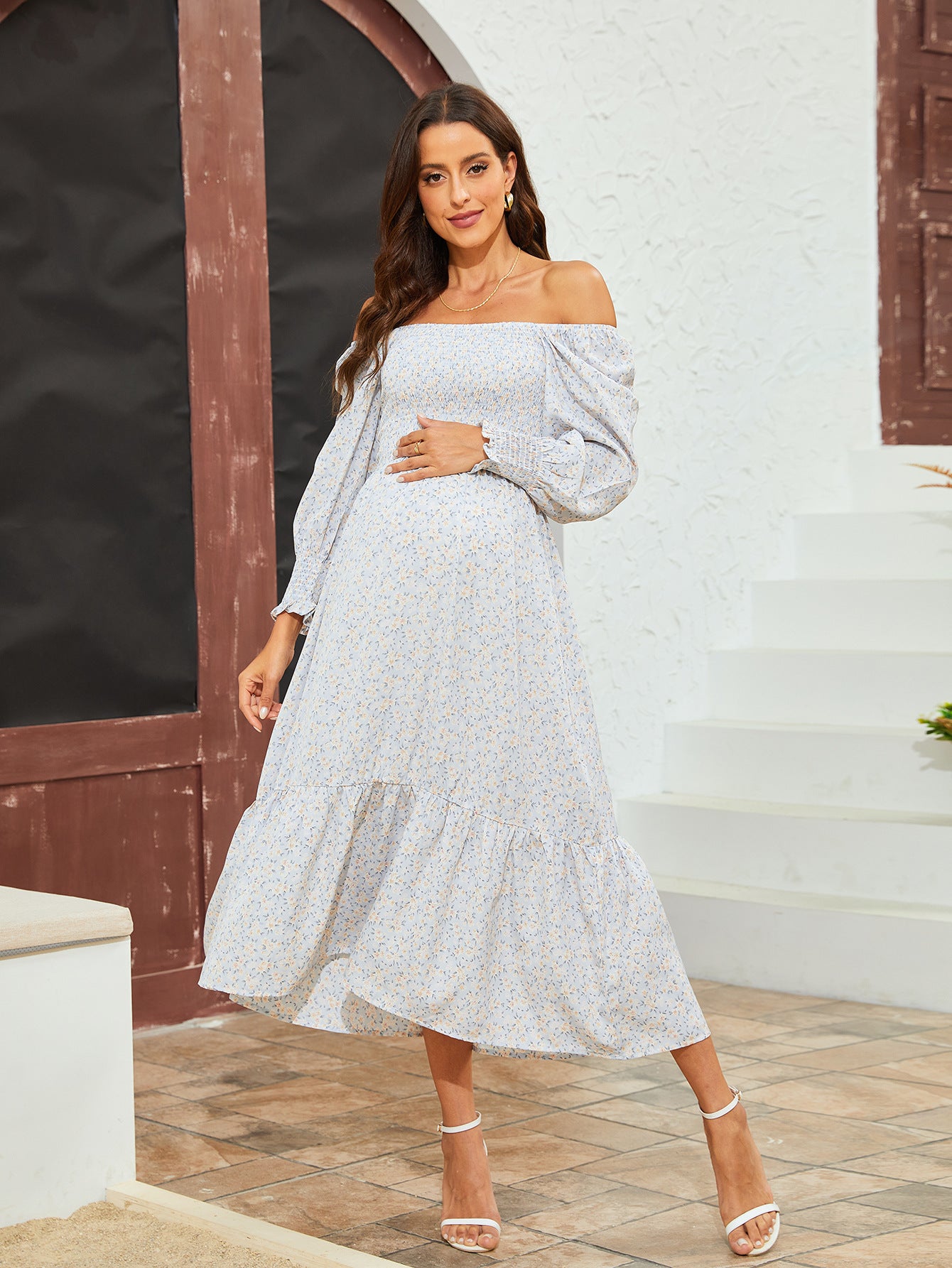 Women's Pregnant Chiffon Dress Fresh Small Floral Dresses