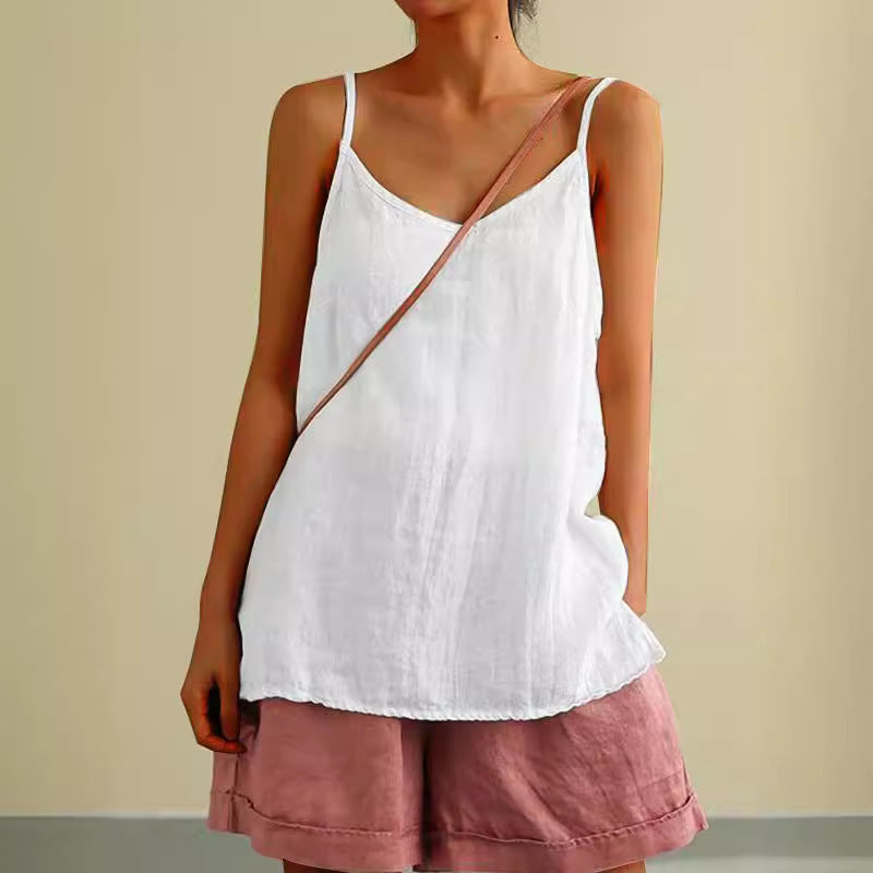 Women's Linen Sleeveless Summer Loose Inner Match Tops