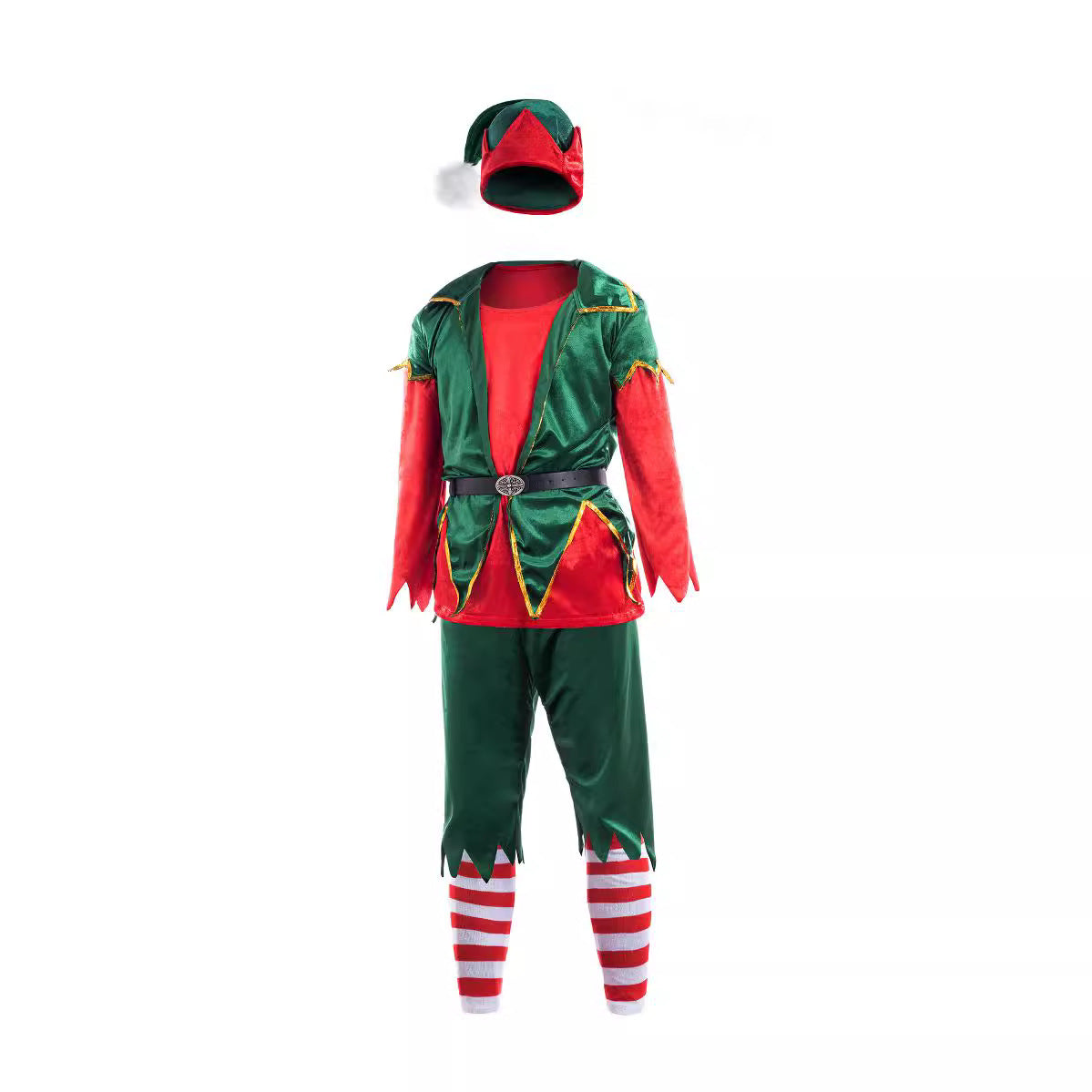 Split Green Christmas Couple Clown Stage Costumes