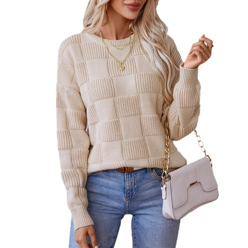 Women's Leisure Pullover Loose Round Neck Sweaters