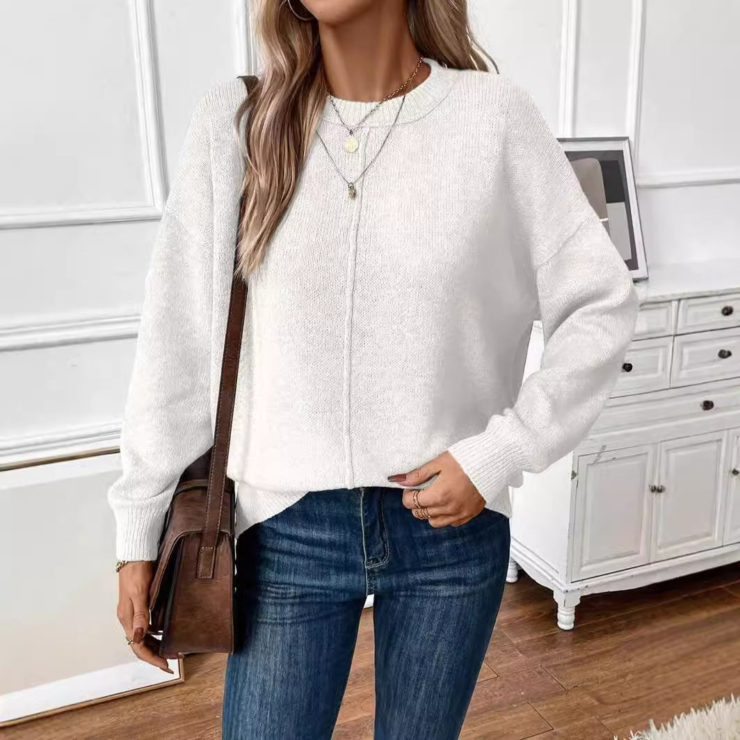 Beautiful Attractive Simple Pure Color Pullover Knitwear