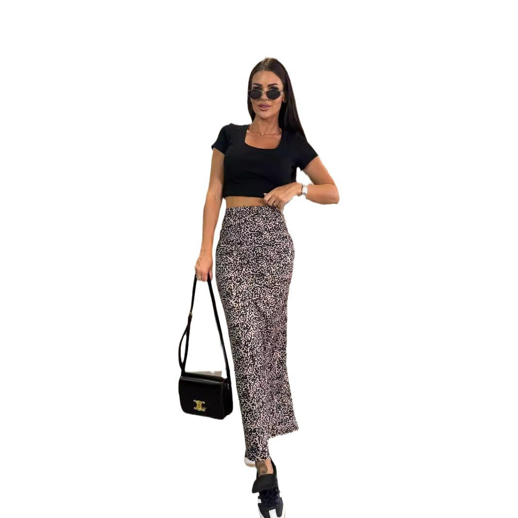 Women's Fashion High Waist Slimming Leopard Print Skirts