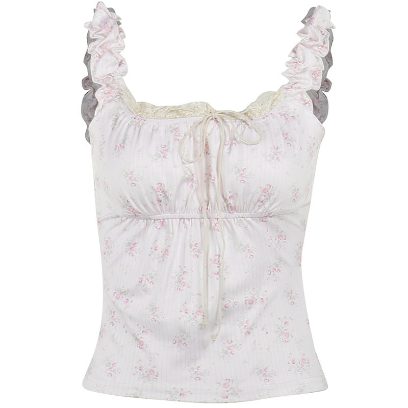 Bretelles à nœud floral pour femmes Pure Desire Style Tops