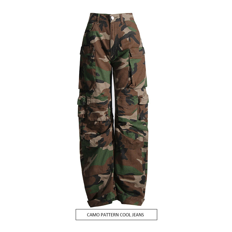 Women's Design Sense Camouflage Cargo Cool Handsome Jeans