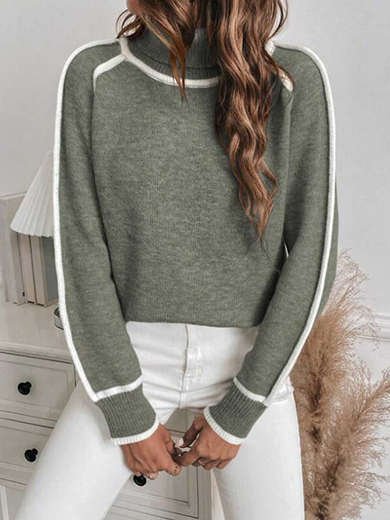 Women's Long-sleeved Pullover Turtleneck Solid Color Loose Sweaters