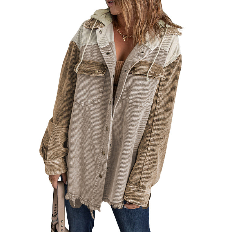 Women's For Color Contrast Patchwork Single-breasted Loose Jackets